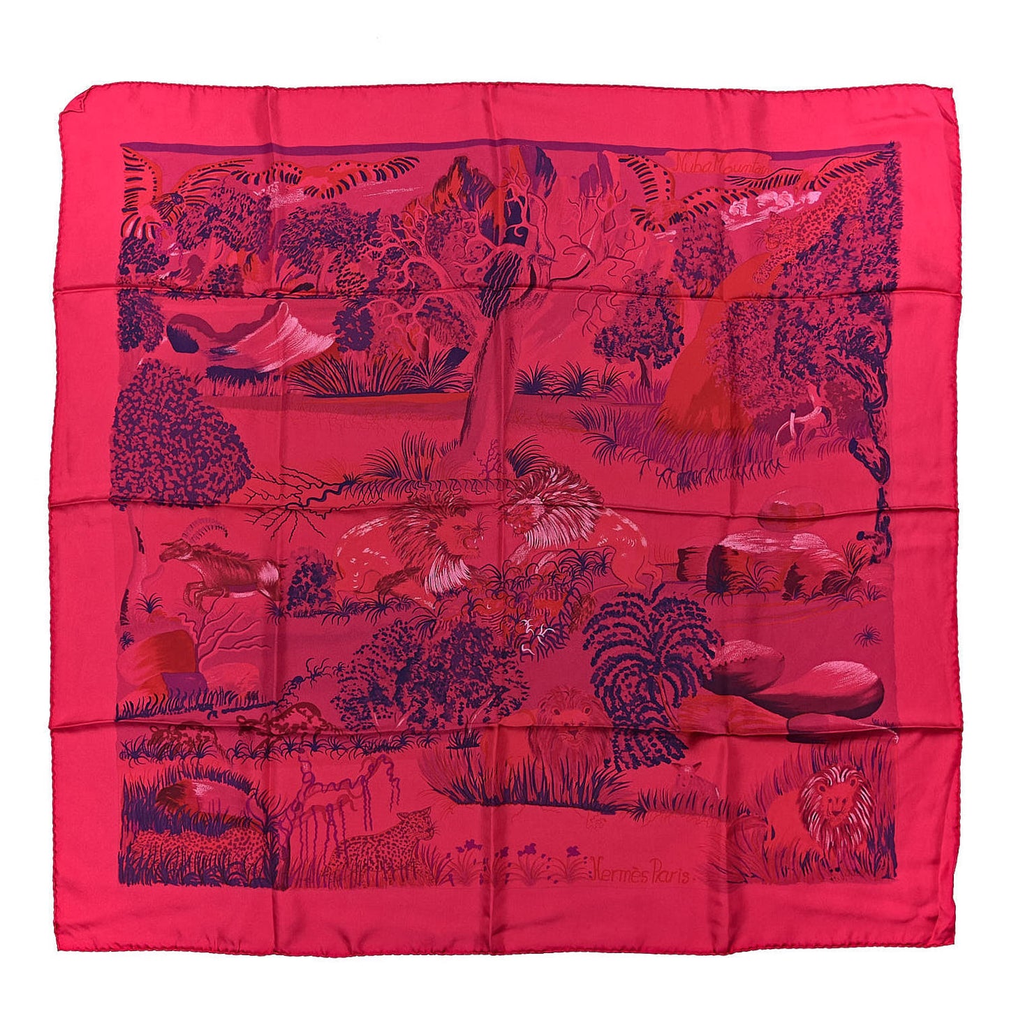 Silk Dip Dye Nuba Mountain Scarf 90 Fuchsia