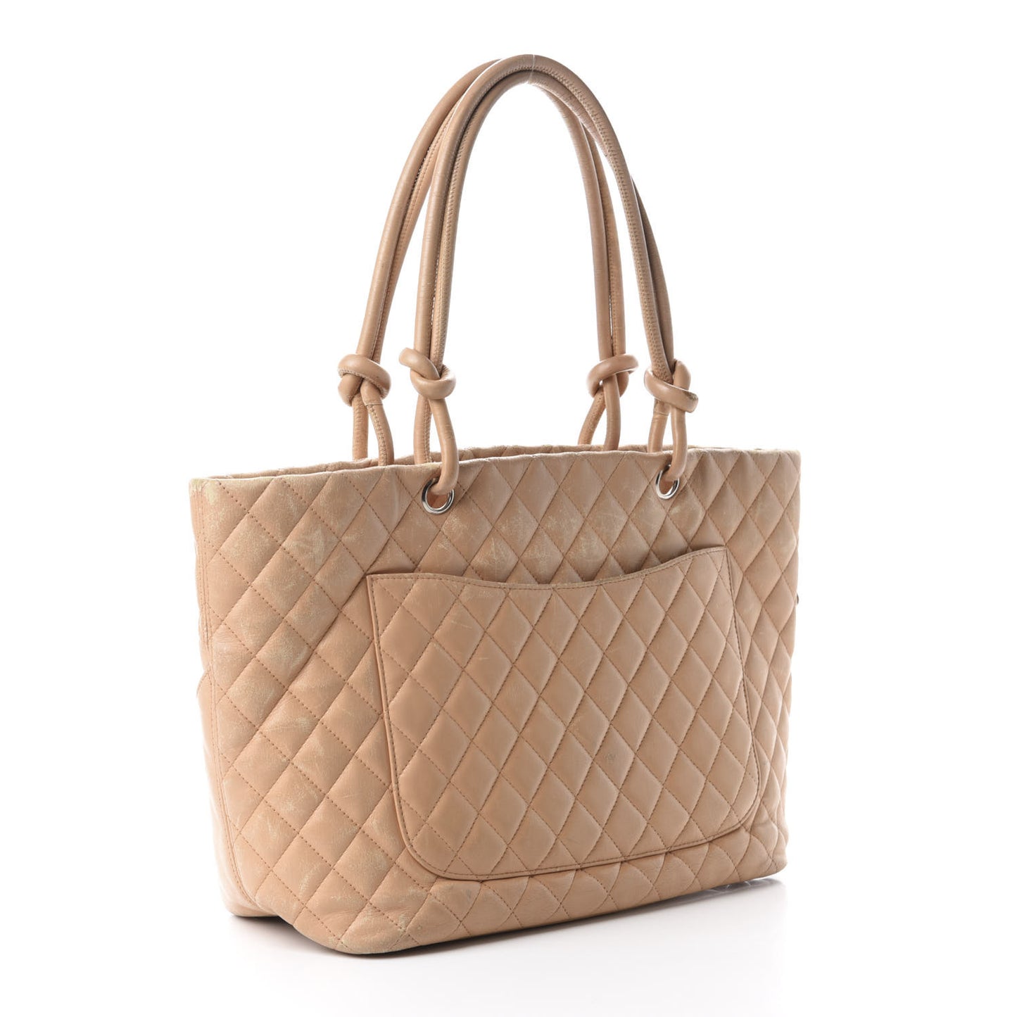 Calfskin Quilted Large Cambon Tote Beige