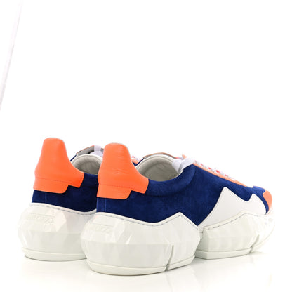 Jimmy Choo Suede Calfskin Diamond Low Top Sneaker 40 Cobalt Neon Orange 4 of 8