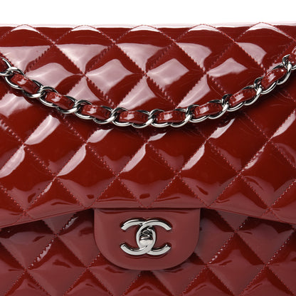 Chanel Patent Quilted Jumbo Double Flap Dark Red 11 of 11