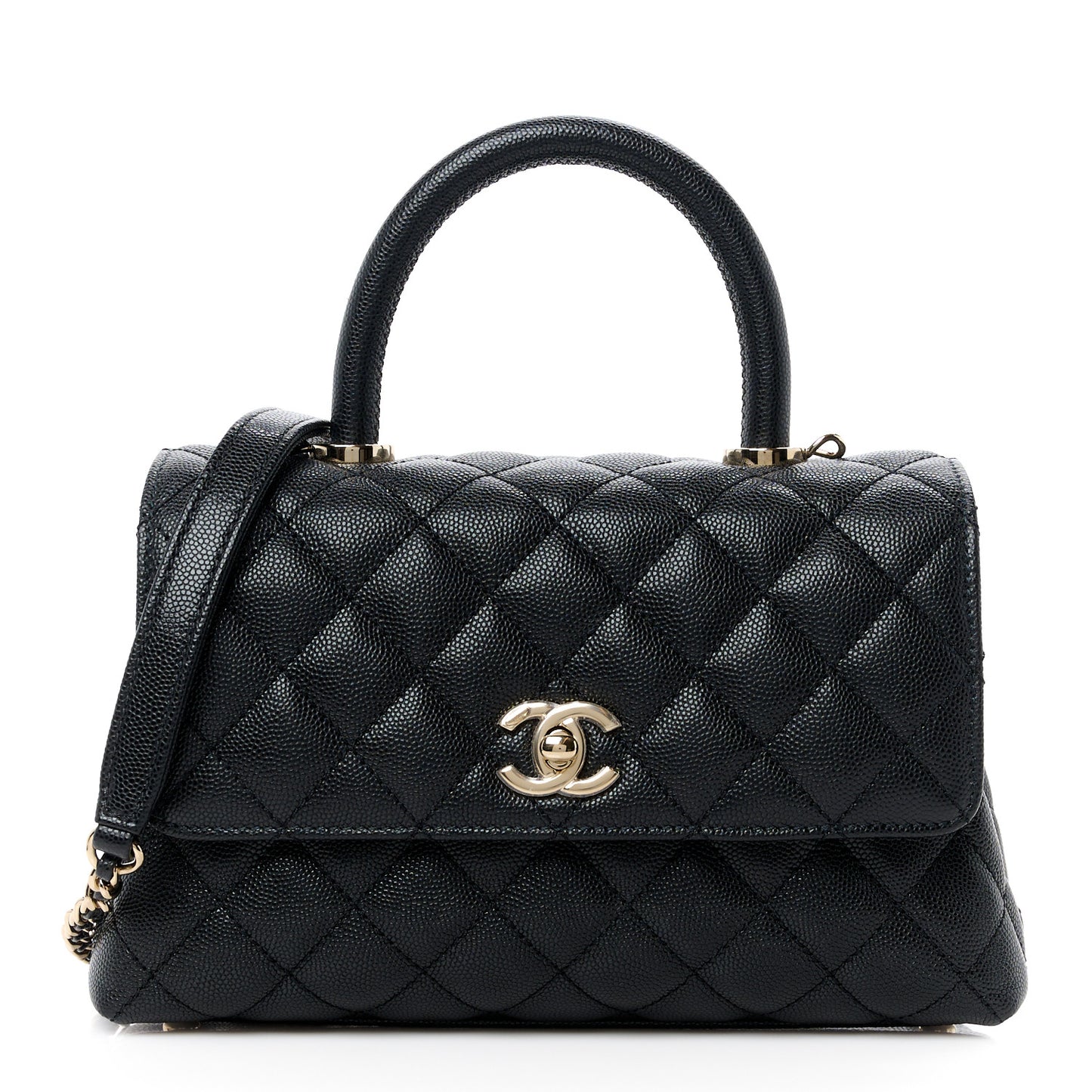 Caviar Quilted Mini Coco Handle Flap Black