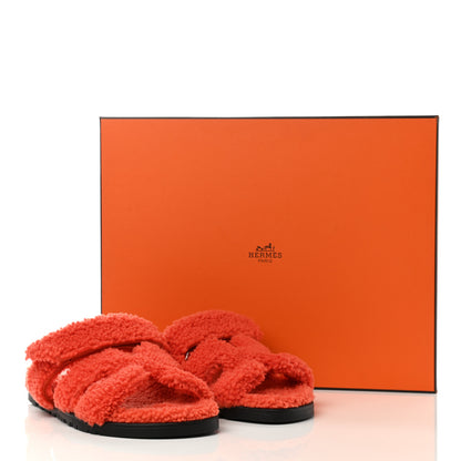 Hermes Woolskin Womens Chypre Sandals 38.5 Orange 8 of 8