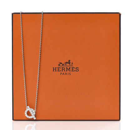 Hermes 18K White Gold Diamond Finesse Pendant Necklace 6 of 6