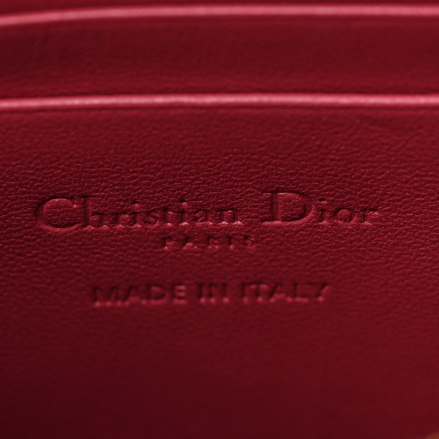 Lambskin Cannage Lady Dior Phone Holder Red