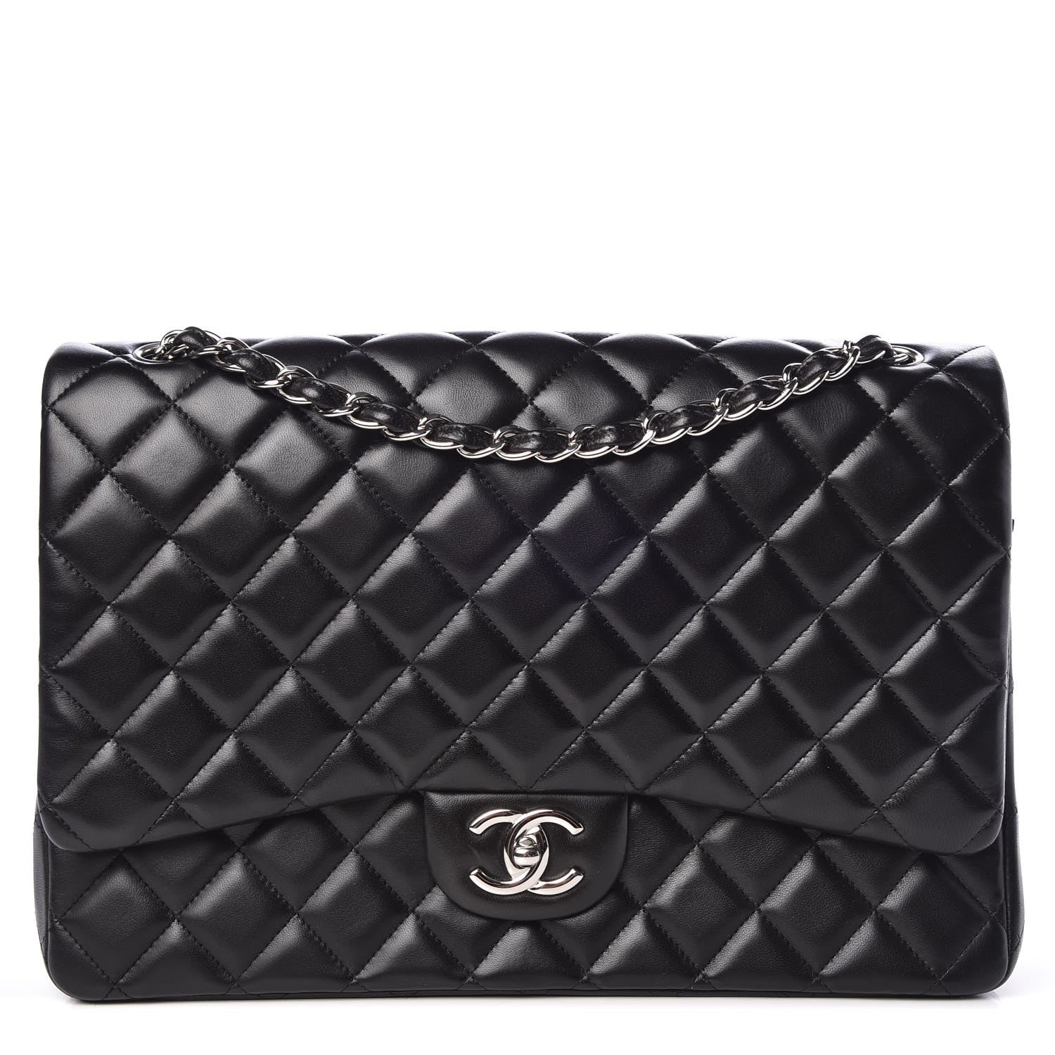 Chanel Lambskin Quilted Maxi Double Flap Black 1 of 8