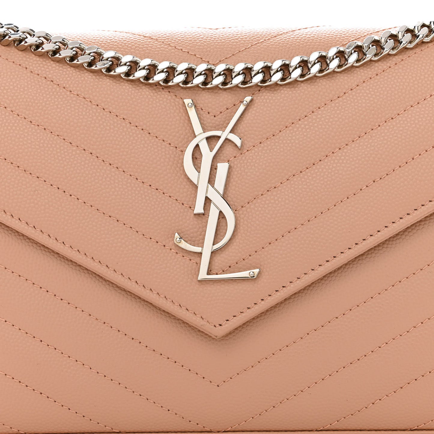 Grain De Poudre Matelasse Chevron Monogram Chain Wallet Pale Pink