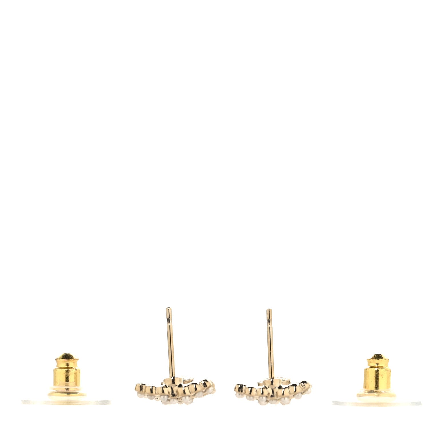 Chanel Metal Graduated Pearl Crystal CC Earrings Light Gold 3 of 4