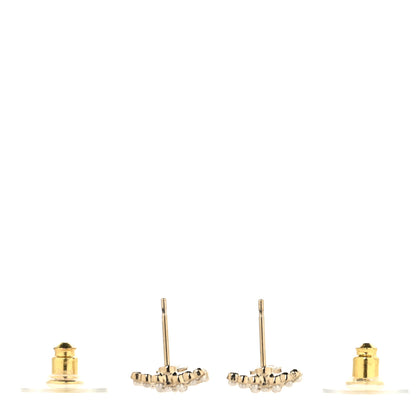 Chanel Metal Graduated Pearl Crystal CC Earrings Light Gold 3 of 4