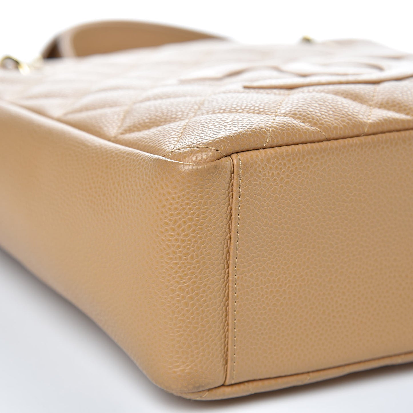 Caviar Quilted Petit Shopping Tote PST Dark Beige
