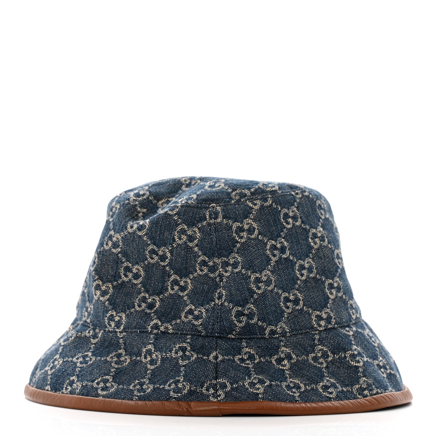 Gucci Washed Jacquard Denim Nappa GG Monogram Oscar Bucket Hat M Denim Cuir 6 of 10