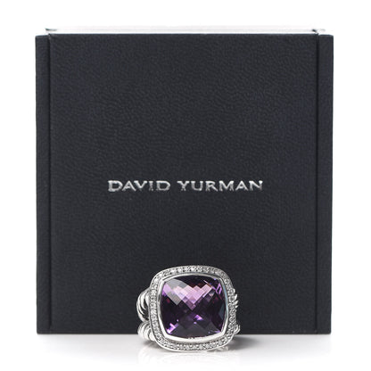 David Yurman Sterling Silver Diamond Amethyst 14mm Albion Ring 55 7.25 6 of 6