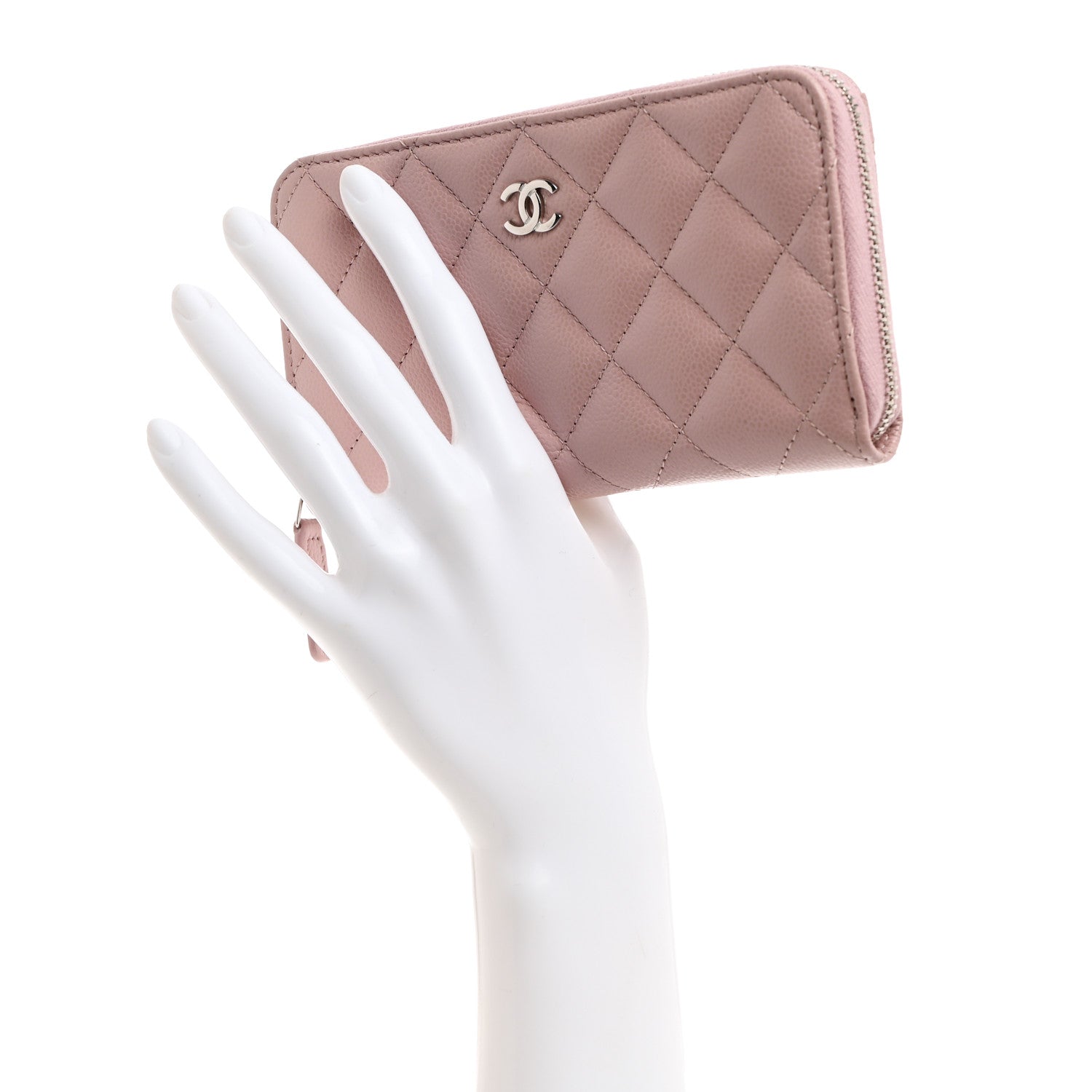 Chanel Caviar Quilted Medium Zip Around Wallet Light Pink 2 of 9