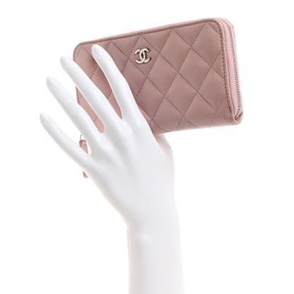 Chanel Caviar Quilted Medium Zip Around Wallet Light Pink 2 of 9