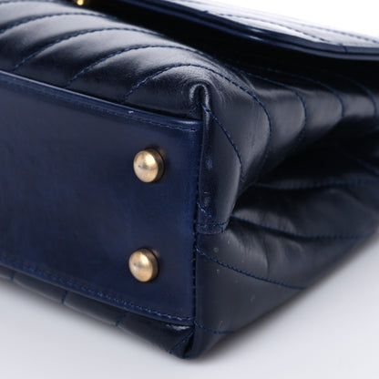 Chanel Aged Calfskin Chevron Quilted Small Coco Handle Flap Navy 9 of 9