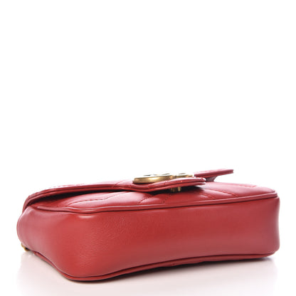 Gucci Calfskin Matelasse Super Mini GG Marmont Shoulder Bag Hibiscus Red 4 of 11