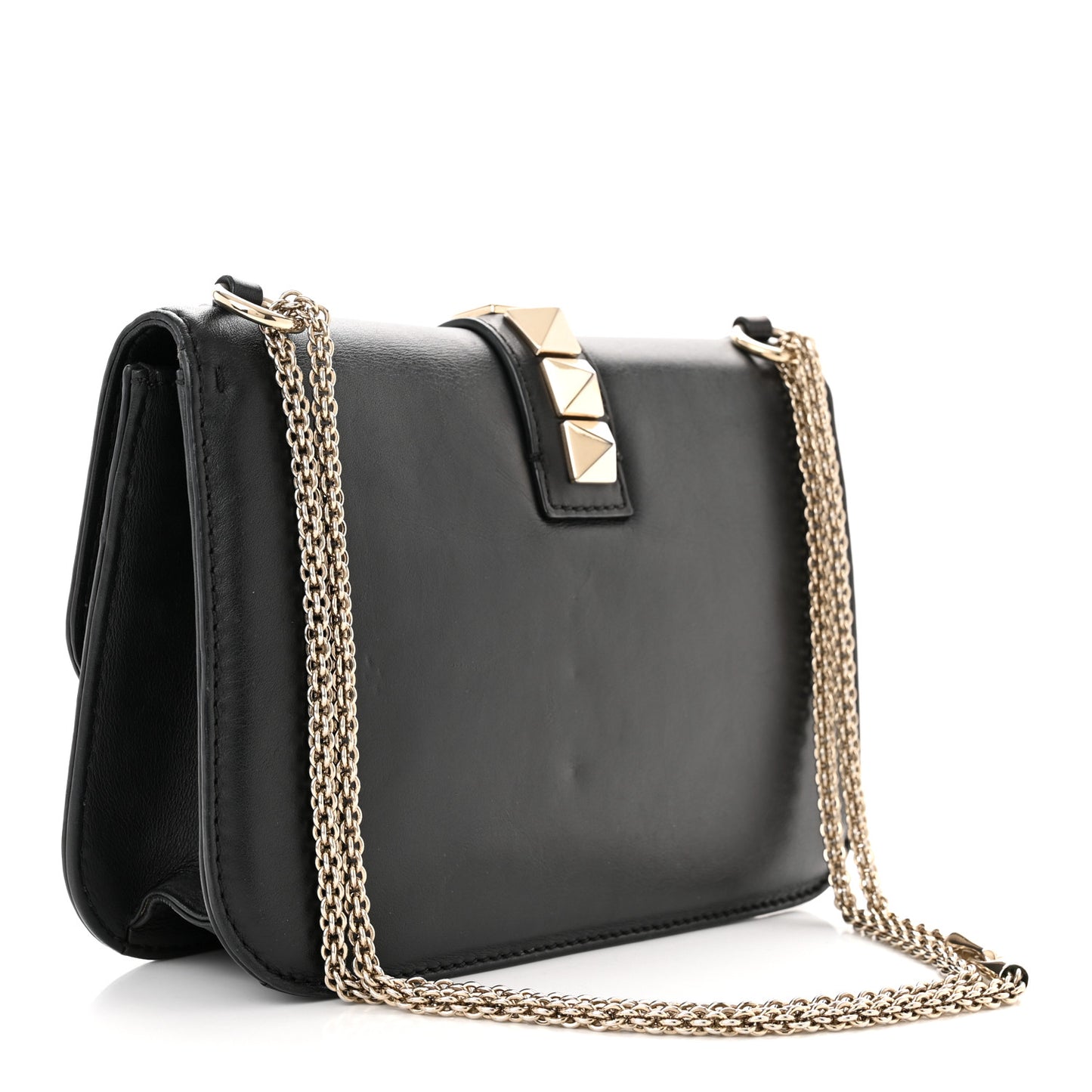 Vitello Medium Glam Lock Rockstud Flap Black