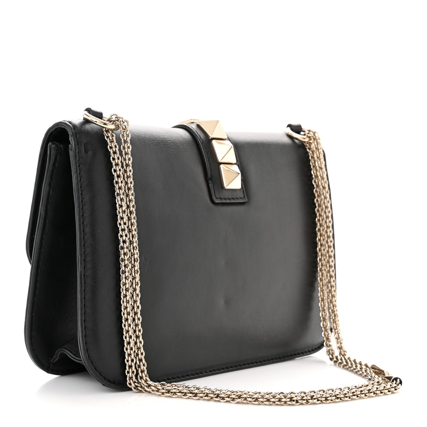 Valentino Garavani Vitello Medium Glam Lock Rockstud Flap Black 3 of 9