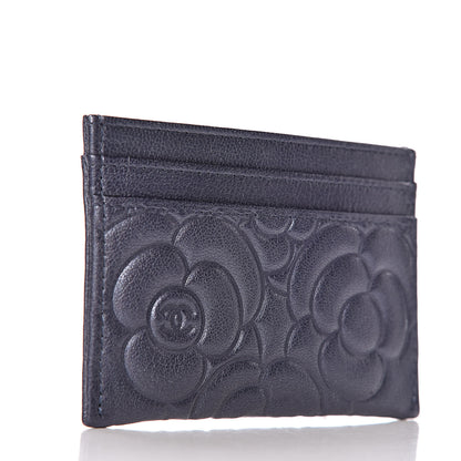 Chanel Goatskin Camellia Embossed Card Holder Dark Blue 3 of 9