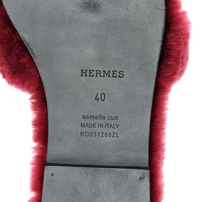 Hermes Woolskin Oran Sandals 40 Rouge H 7 of 9