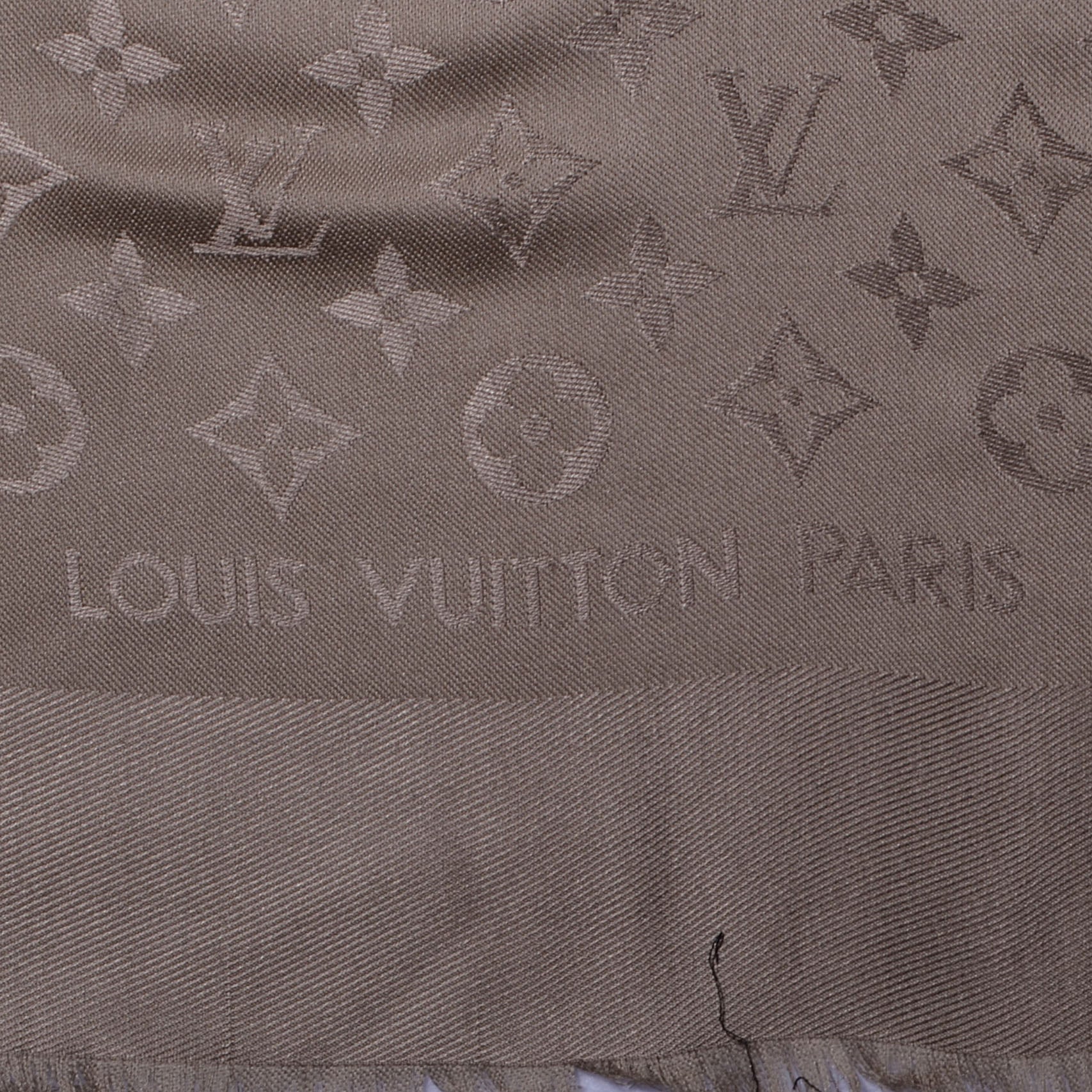 Louis Vuitton Silk Wool Monogram Shawl Beige 3 of 4