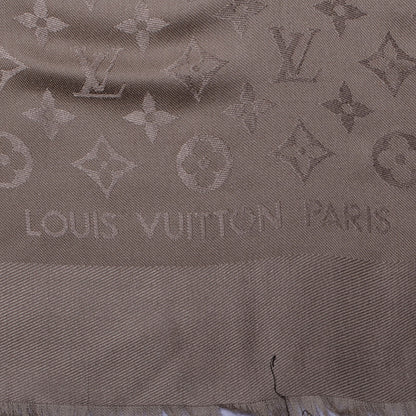 Louis Vuitton Silk Wool Monogram Shawl Beige 3 of 4