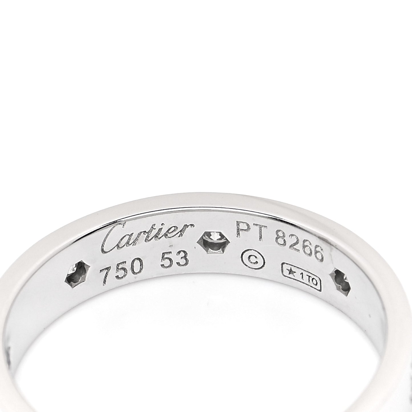 18K White Gold 8 Diamond 4mm LOVE Wedding Band Ring 53 6.25