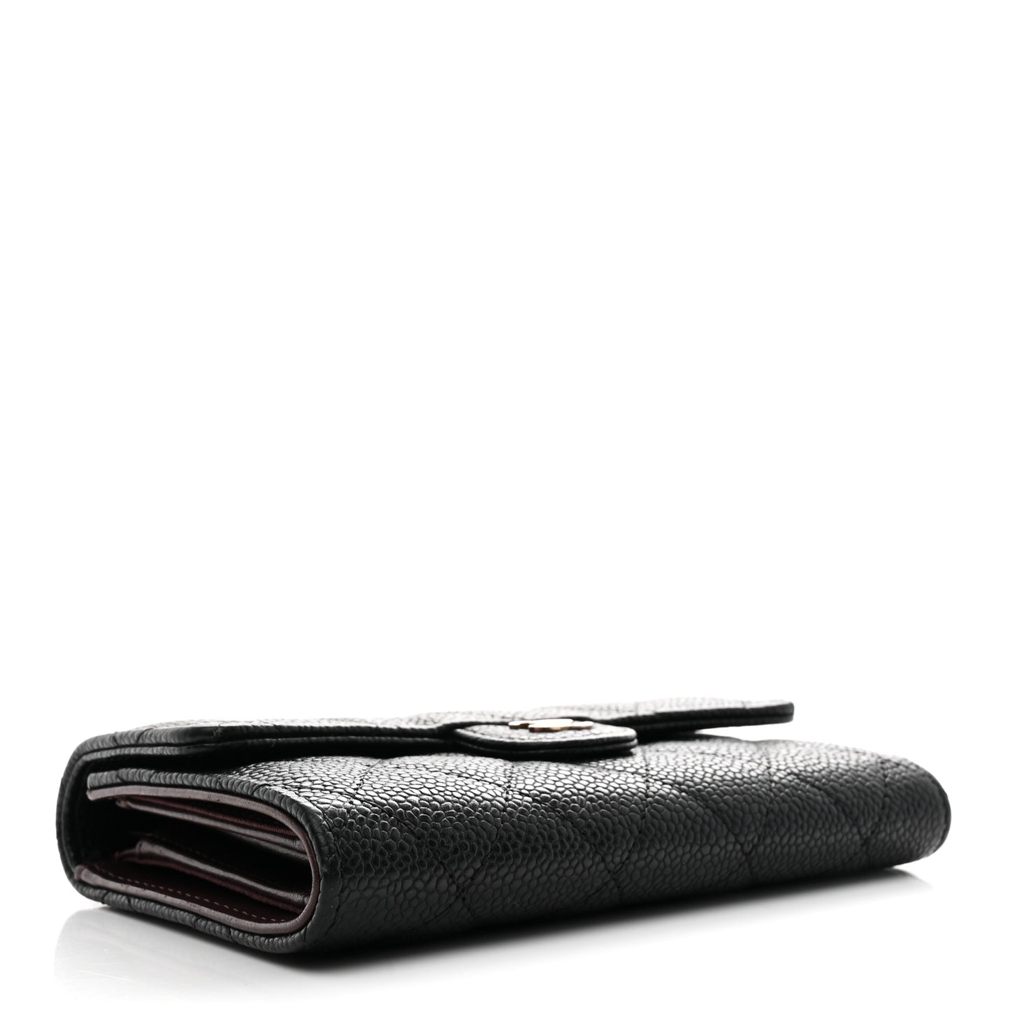 Caviar Quilted Medium Flap Wallet Black