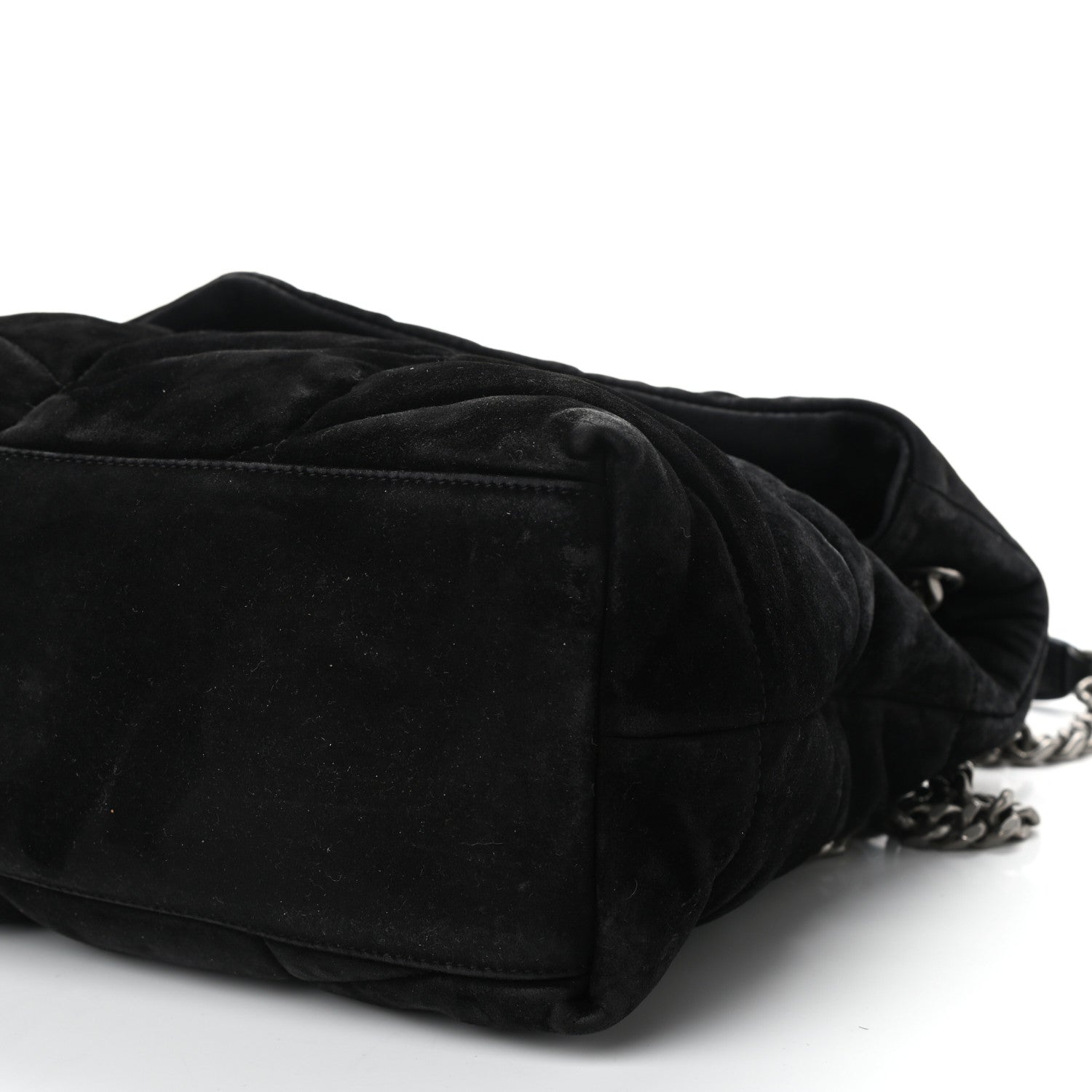Saint Laurent Suede Quilted Medium Loulou Puffer Monogram Chain Satchel Black 10 of 12