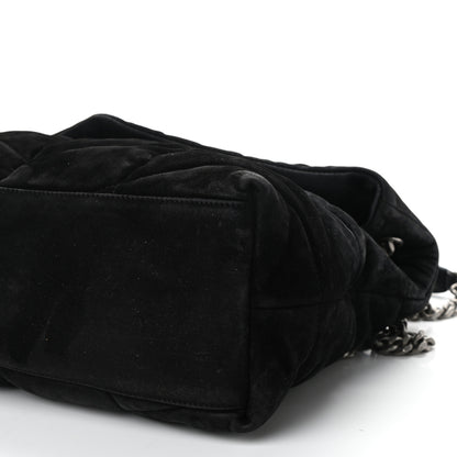 Saint Laurent Suede Quilted Medium Loulou Puffer Monogram Chain Satchel Black 10 of 12