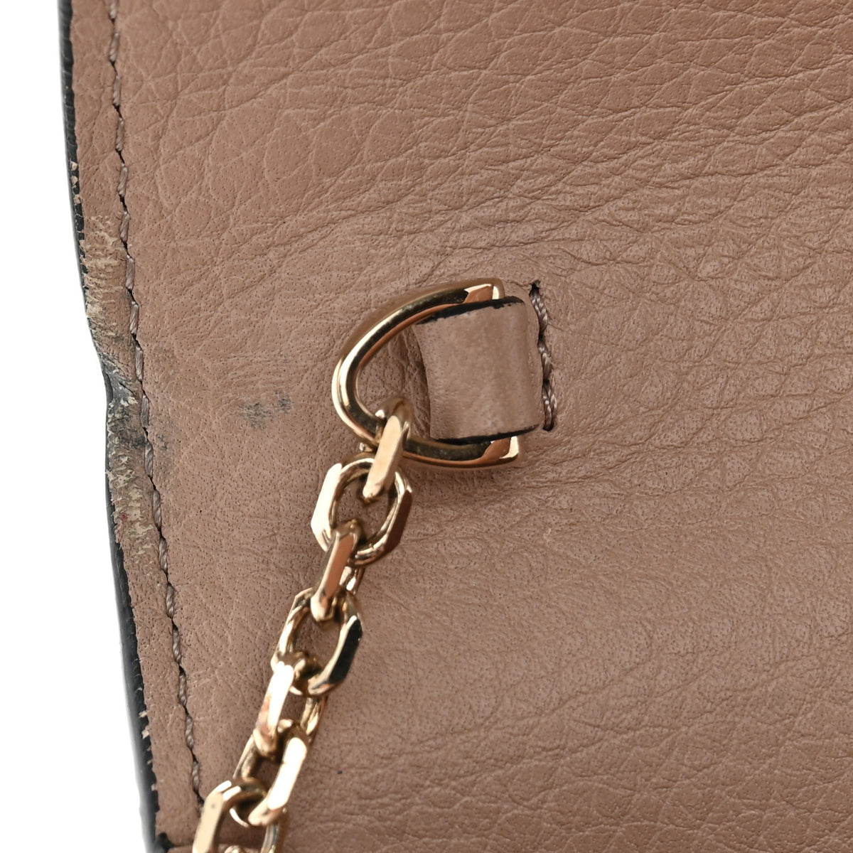 Valentino Garavani Pebbled Calfskin Rockstud Envelope Wallet on Chain Poudre 11 of 12