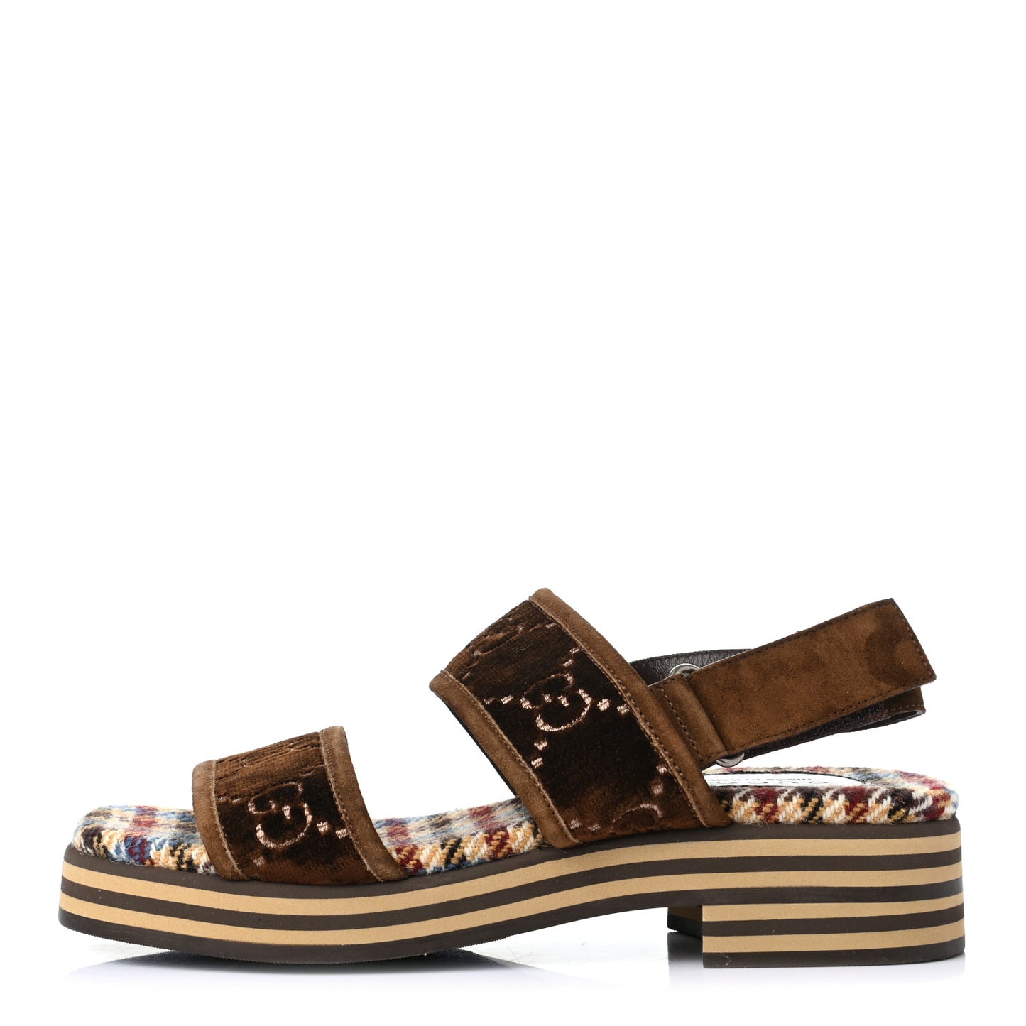Velvet GG Monogram Suede Mens Platform Sandals 9 Coffee