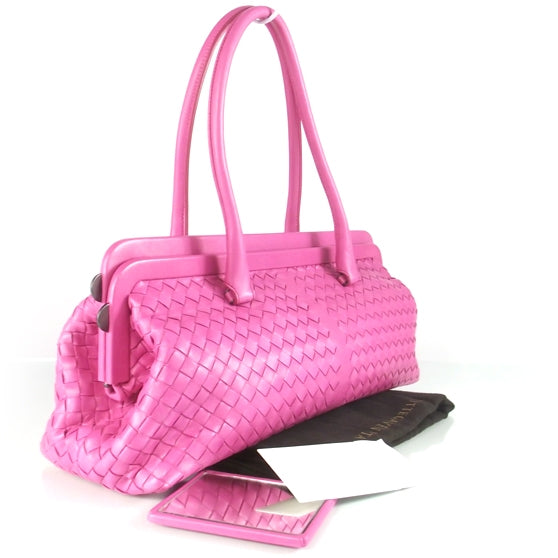 Woven Leather Doctor Bag Pink