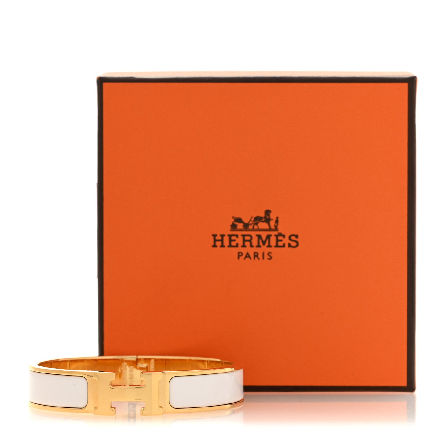 Enamel Narrow Clic Clac H Bracelet PM White