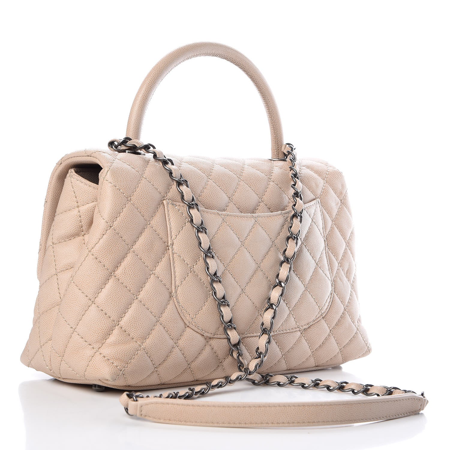 Chanel Caviar Quilted Small Coco Handle Flap Light Beige 3 of 10