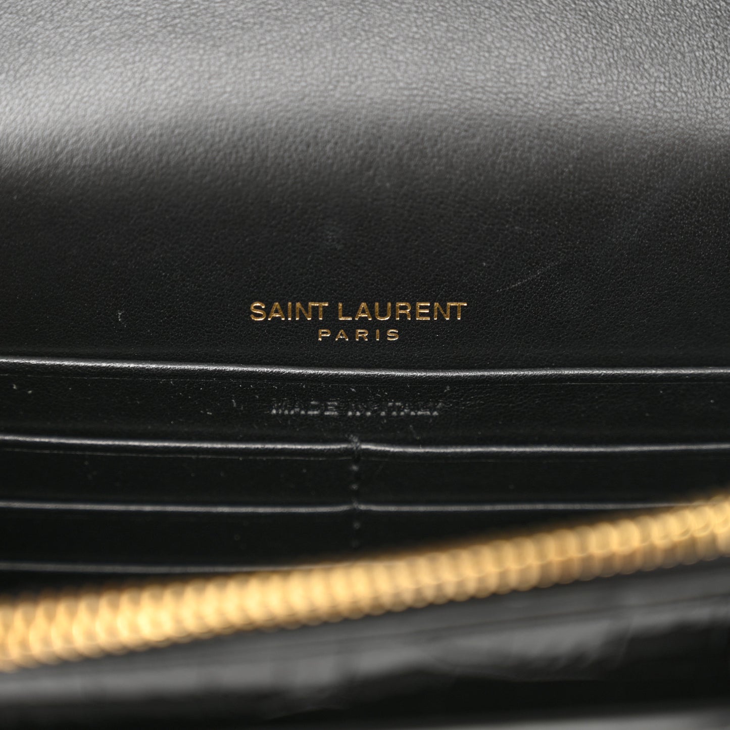 Calfskin Crocodile Embossed Monogram Sunset Top Handle Chain Wallet Black