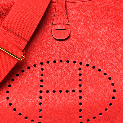 Hermes Taurillon Clemence Evelyne III PM Rouge De Coeur 8 of 10