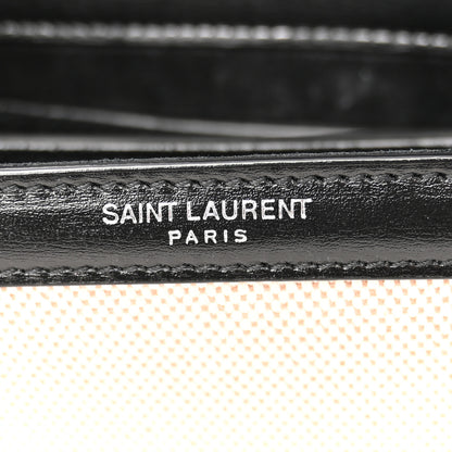 Saint Laurent Canvas Calfskin Mini Classic Monogram Cassandra Top Handle Natural Beige Black 7 of 11