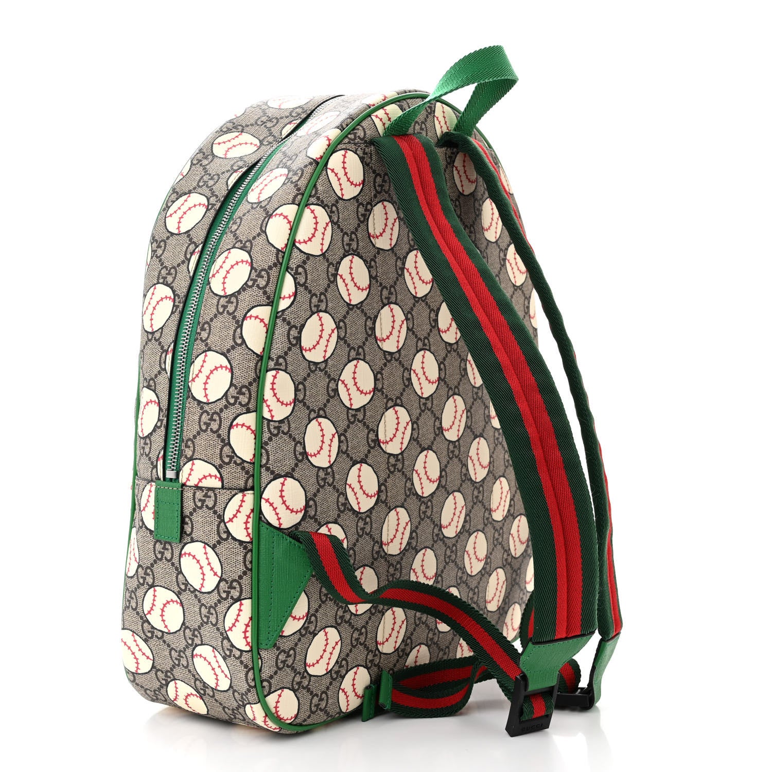 Gucci GG Supreme Monogram Baseballs Web Childrens Backpack Green 3 of 10