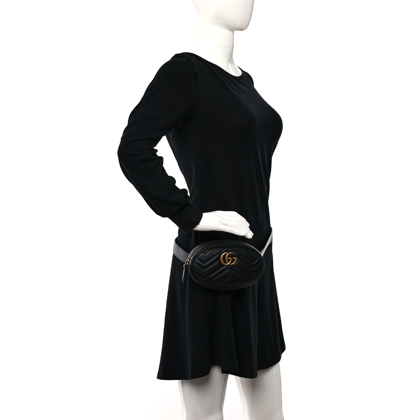 Calfskin Matelasse GG Marmont Belt Bag 85/34 Black