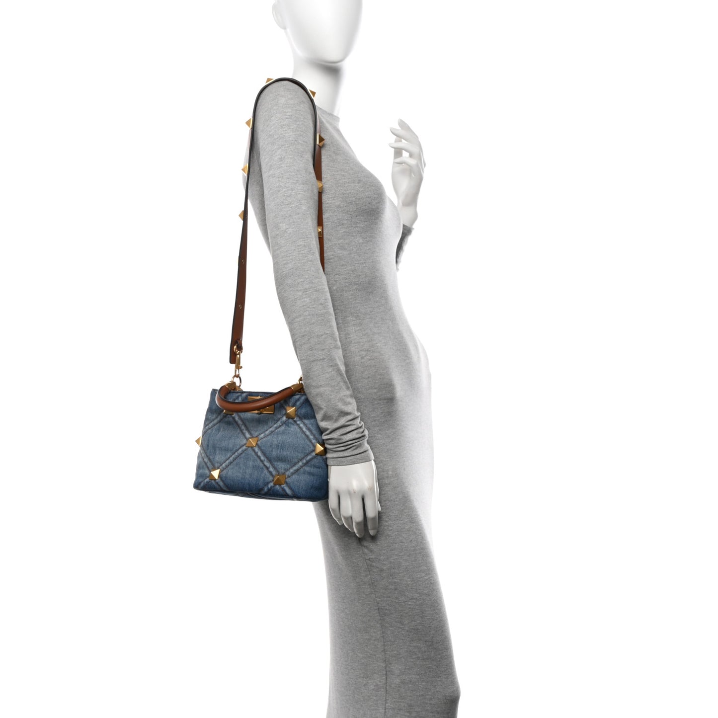 Denim Small Roman Stud The Handle Bag Light Denim Selleria