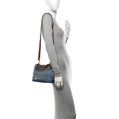 Valentino Garavani Denim Small Roman Stud The Handle Bag Light Denim Selleria 2 of 9