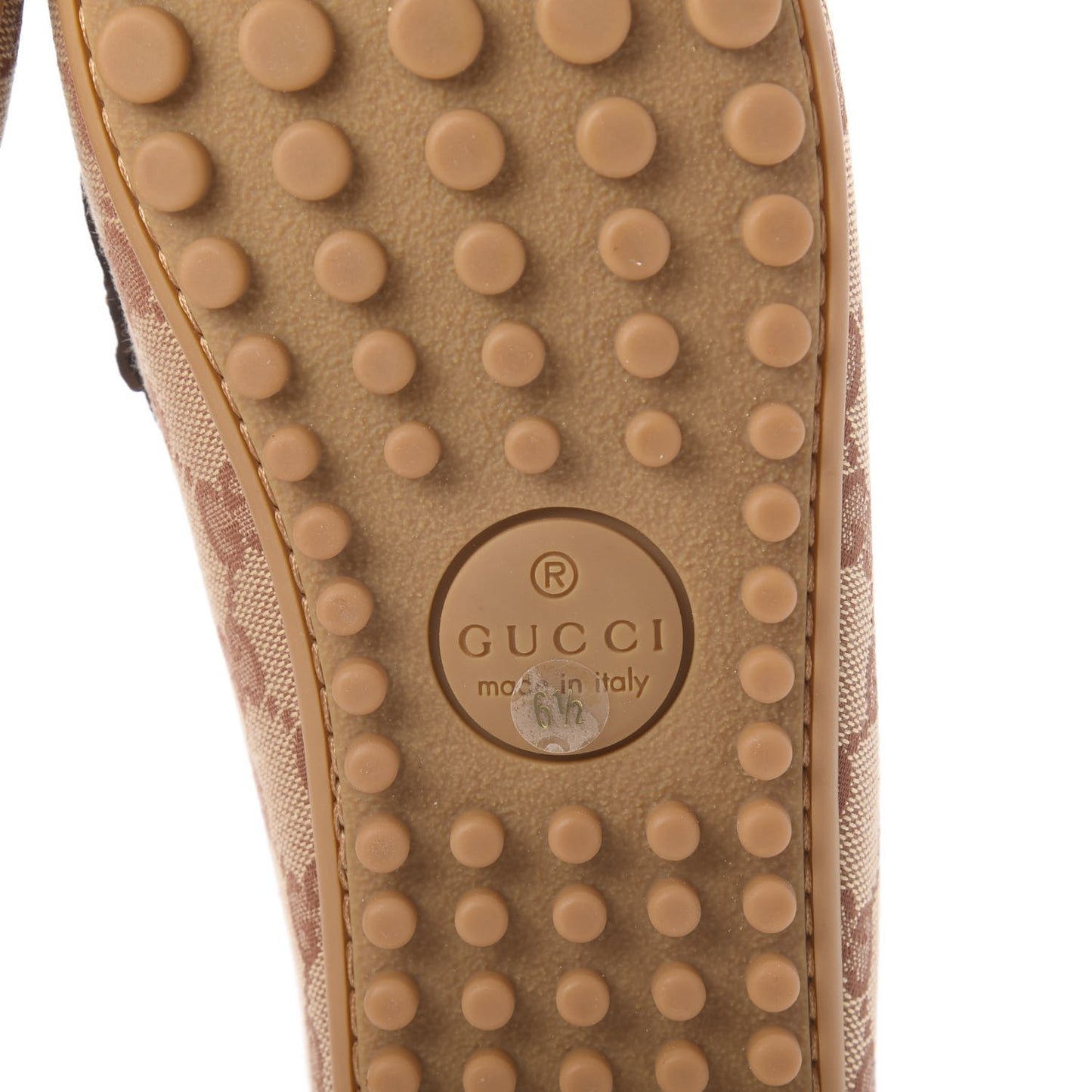 GG Monogram Suede Mens Driver Loafers 6.5 Beige Ruggine Cuir