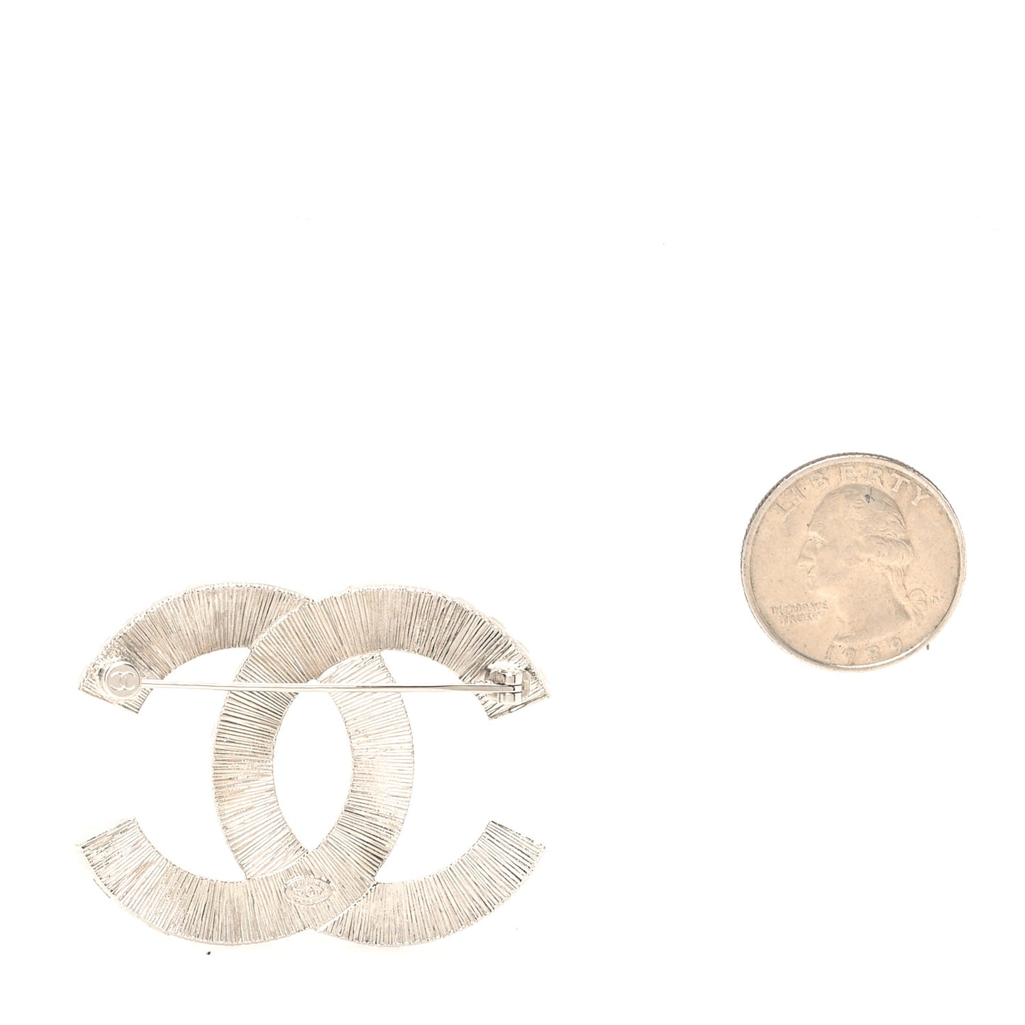 Baguette Crystal CC Brooch Silver