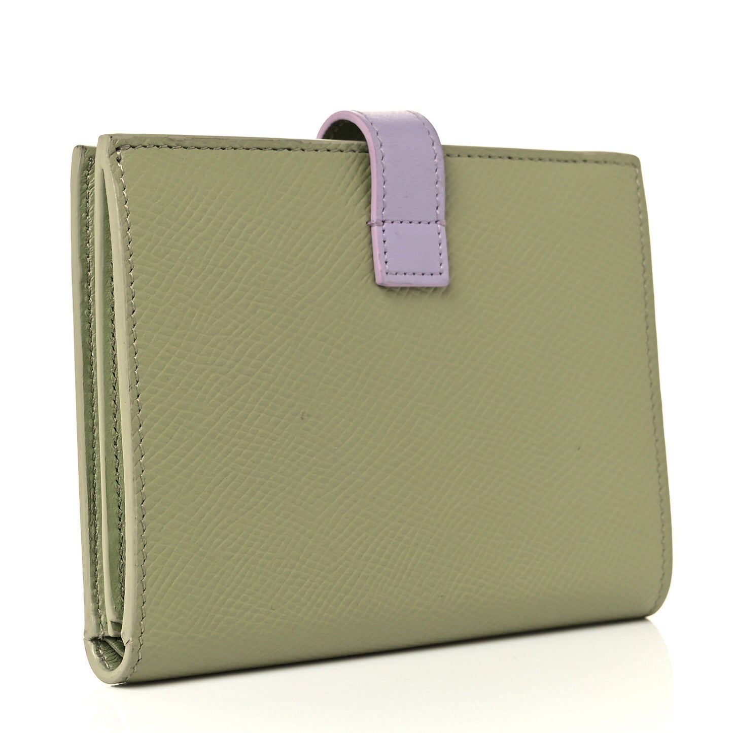 Grained Calfskin Medium Multifunction Strap Wallet Sage Lilas