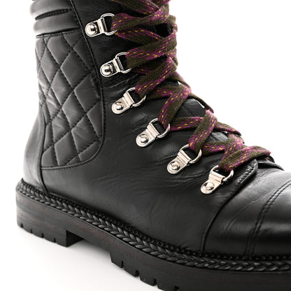 Chanel Lambskin Quilted Lace Up Boots 39 9 of 11