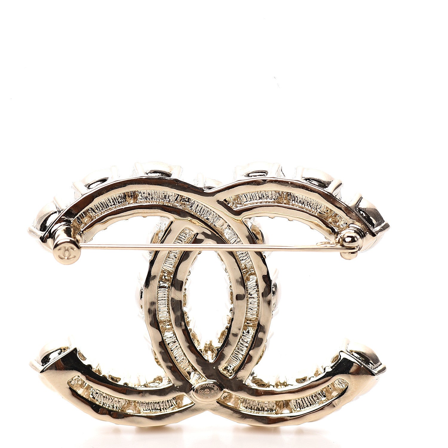 Chanel Pearl Crystal CC Brooch Gold 2 of 4