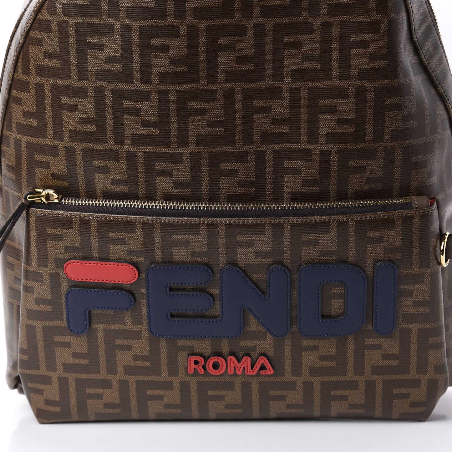 X FILA Glazed Fabric Vitello Century FF 1974 Mania Pouch Pocket Backpack Mogano Panna Blueberry