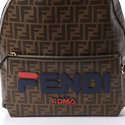 Fendi X FILA Glazed Fabric Vitello Century FF 1974 Mania Pouch Pocket Backpack Mogano Panna Blueberry 13 of 13