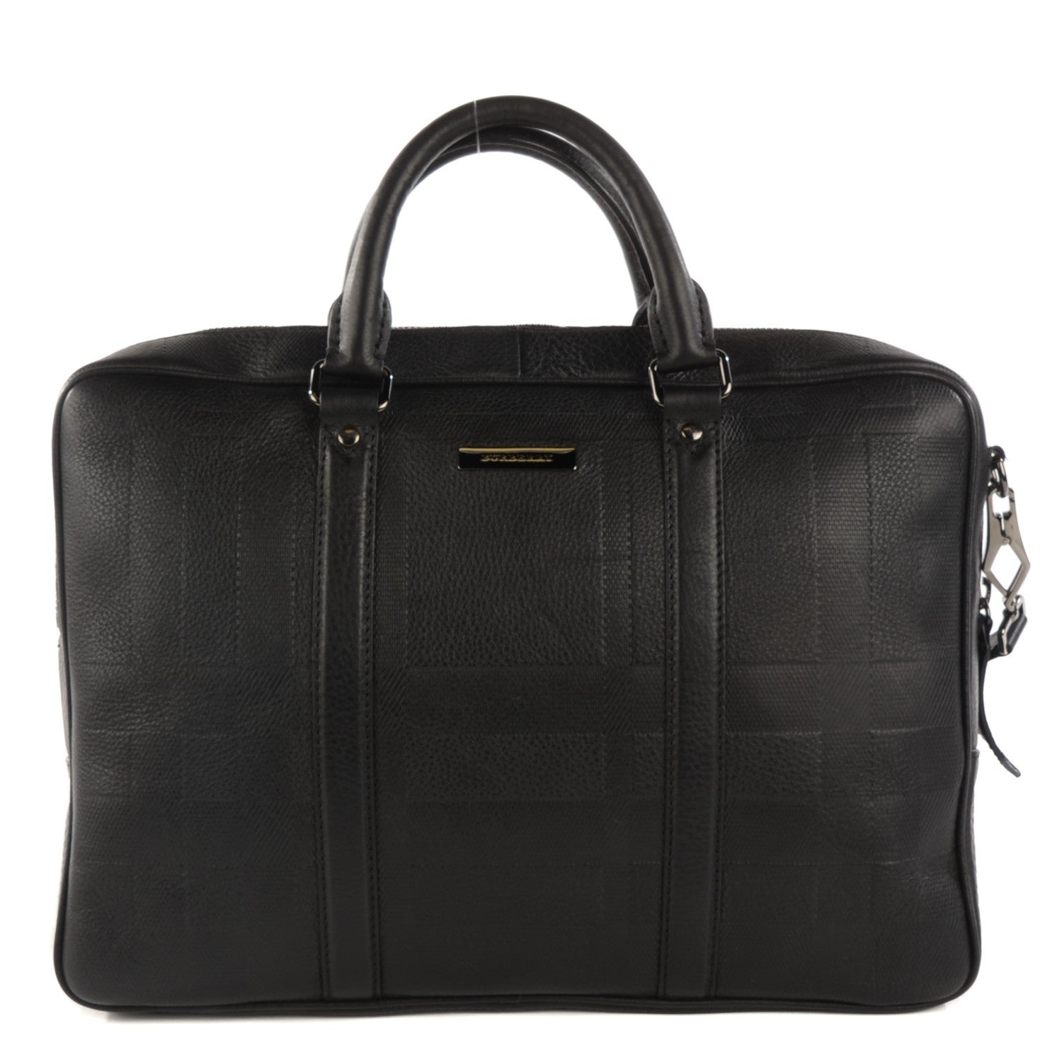 Burberry Heritage Grain Check Embossed Business Bag Black 1 of 7