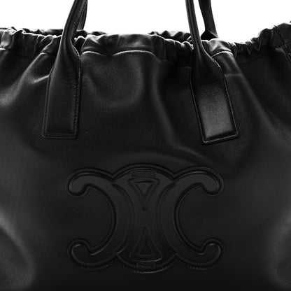Celine Smooth Calfskin Cuir Triomphe Cabas Drawstring Black 5 of 9